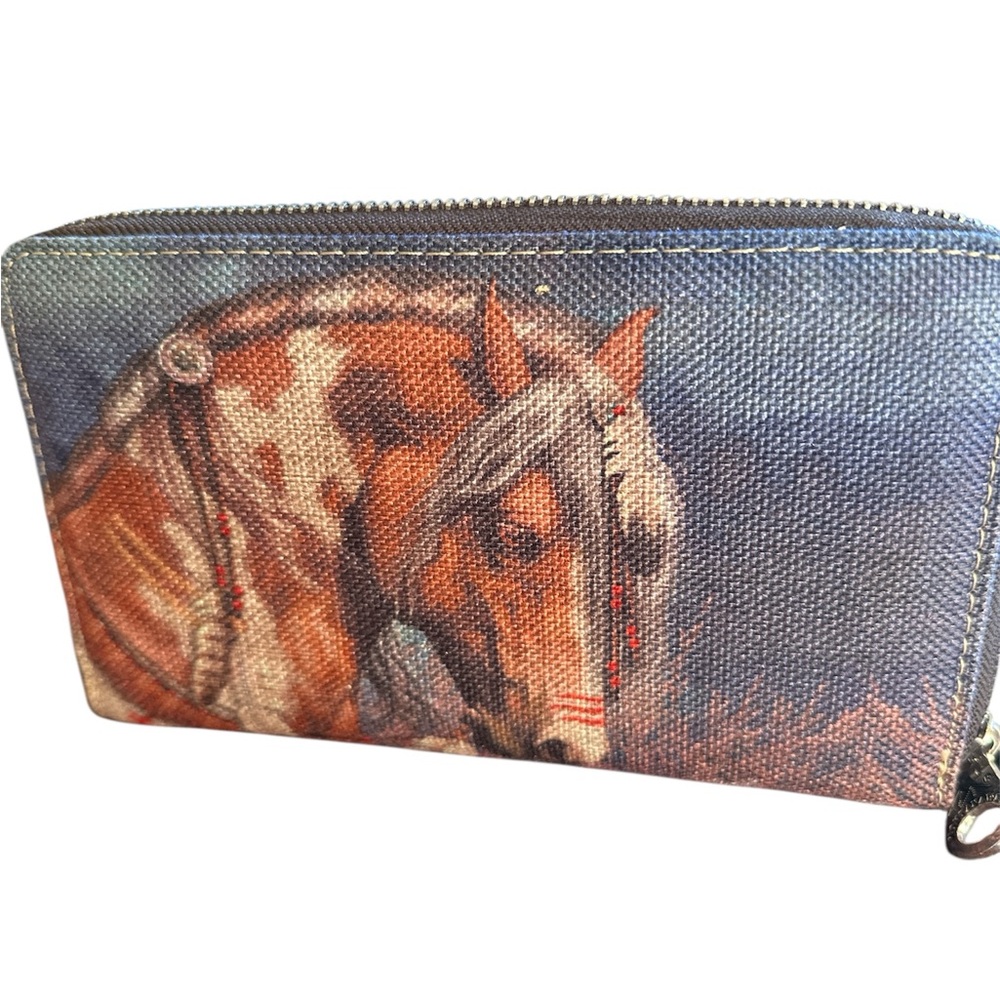 Montana West Horse Print Wallet - Blue and Brown